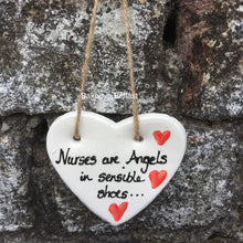 Load image into Gallery viewer, Nurses Are Angels Ceramic Heart Plaque