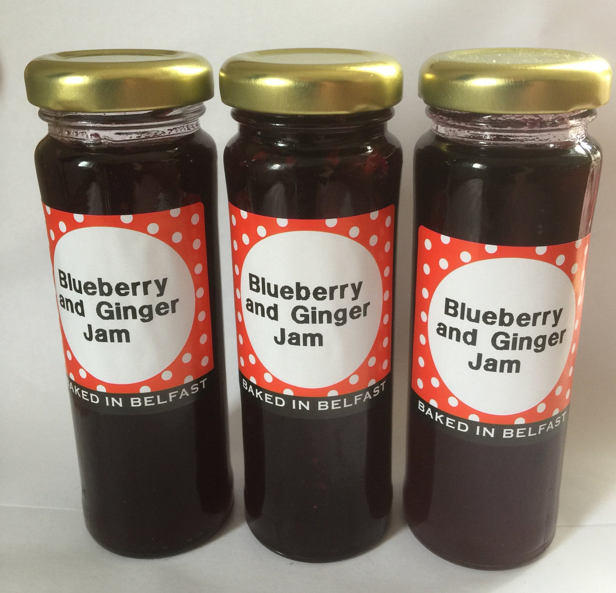 Blueberry & Ginger Jam. 3 great jars Baked in Belfast