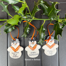 Load image into Gallery viewer, Chilly Billy Orange Snowman Decoration