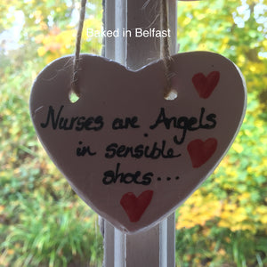 Nurses Are Angels Ceramic Heart Plaque