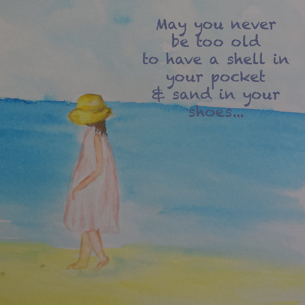 Girl on a Beach Birthday Card