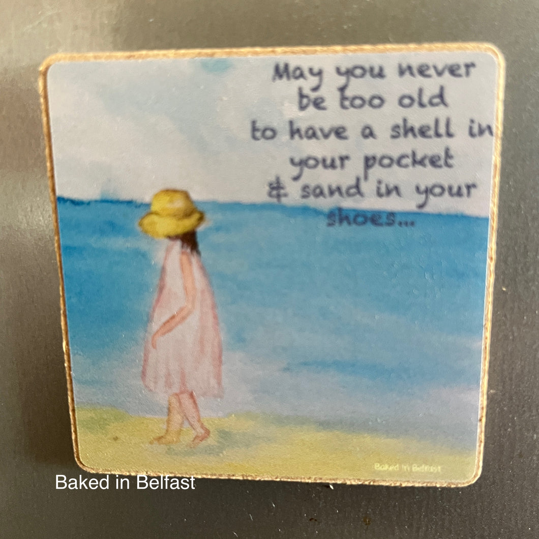 Girl on a beach Fridge Magnet