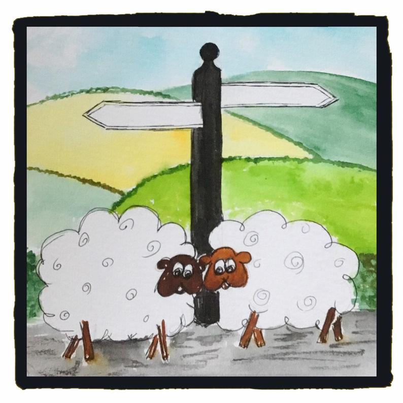 Personalised Sheep Signpost Art Print